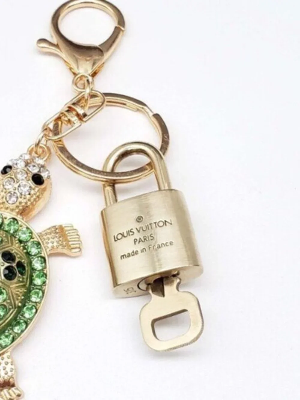 LV Gold Padlock 🔑 Authentic Louis Vuitton Charm + Unbranded Turtle Keychain